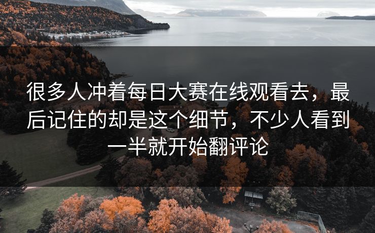 很多人冲着每日大赛在线观看去，最后记住的却是这个细节，不少人看到一半就开始翻评论