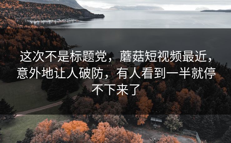 这次不是标题党，蘑菇短视频最近，意外地让人破防，有人看到一半就停不下来了