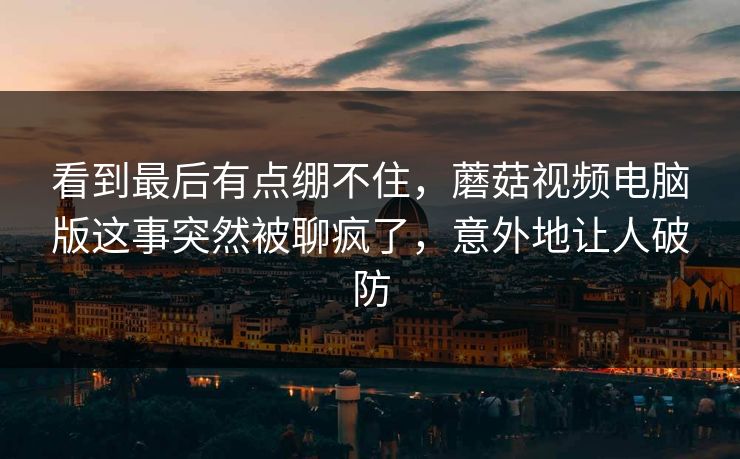 看到最后有点绷不住，蘑菇视频电脑版这事突然被聊疯了，意外地让人破防