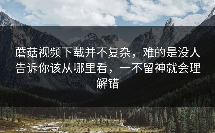 蘑菇视频下载并不复杂，难的是没人告诉你该从哪里看，一不留神就会理解错