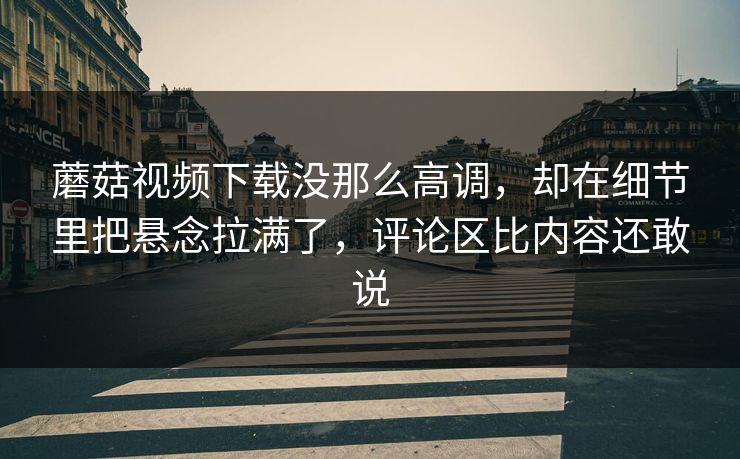 蘑菇视频下载没那么高调，却在细节里把悬念拉满了，评论区比内容还敢说