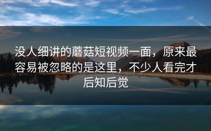 没人细讲的蘑菇短视频一面，原来最容易被忽略的是这里，不少人看完才后知后觉