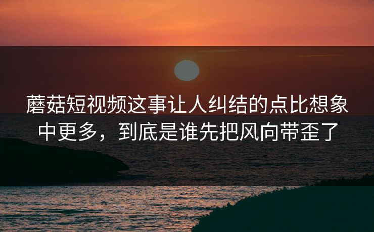 蘑菇短视频这事让人纠结的点比想象中更多，到底是谁先把风向带歪了