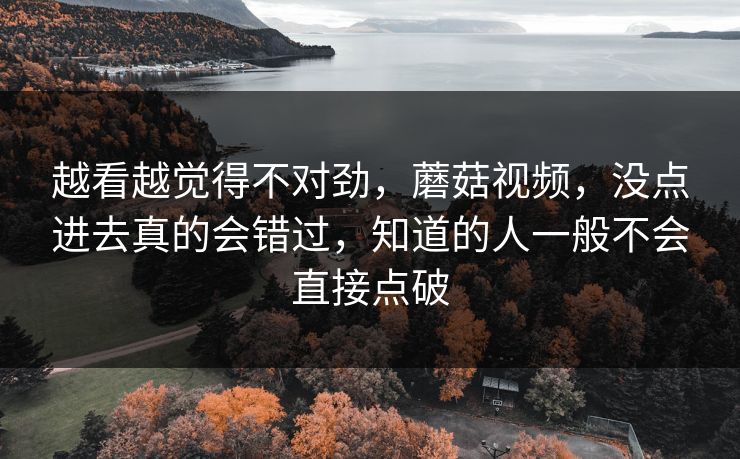 越看越觉得不对劲，蘑菇视频，没点进去真的会错过，知道的人一般不会直接点破