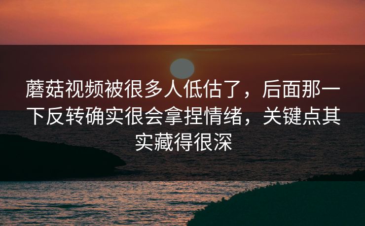 蘑菇视频被很多人低估了，后面那一下反转确实很会拿捏情绪，关键点其实藏得很深
