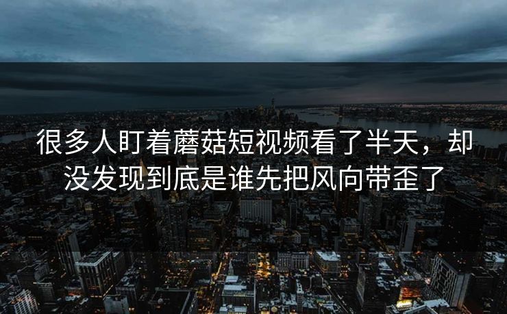 很多人盯着蘑菇短视频看了半天，却没发现到底是谁先把风向带歪了