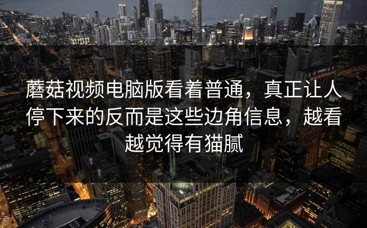 蘑菇视频电脑版看着普通，真正让人停下来的反而是这些边角信息，越看越觉得有猫腻