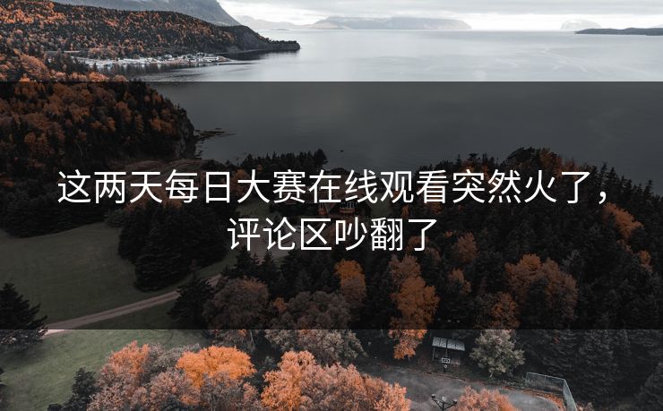 这两天每日大赛在线观看突然火了，评论区吵翻了