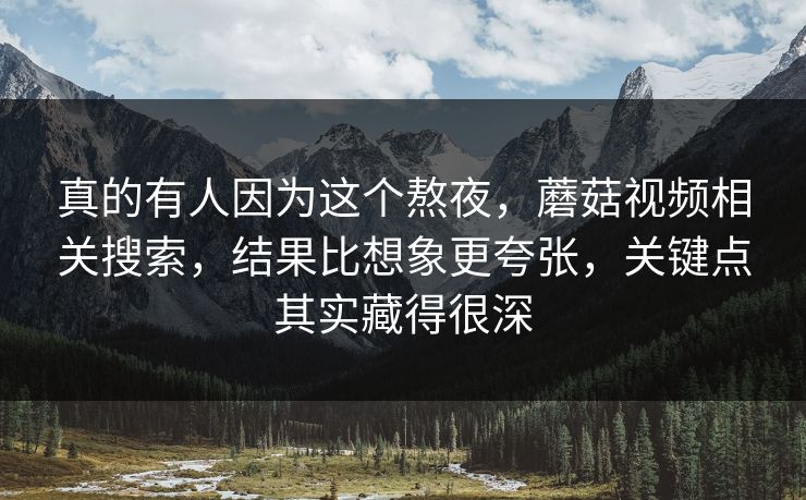 真的有人因为这个熬夜，蘑菇视频相关搜索，结果比想象更夸张，关键点其实藏得很深