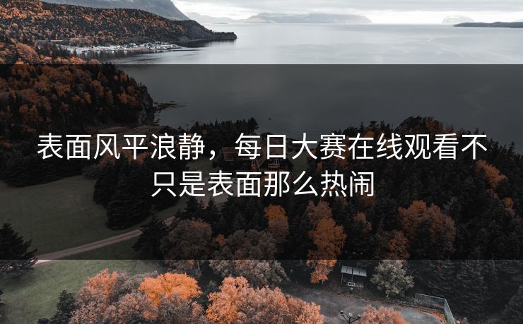 表面风平浪静，每日大赛在线观看不只是表面那么热闹