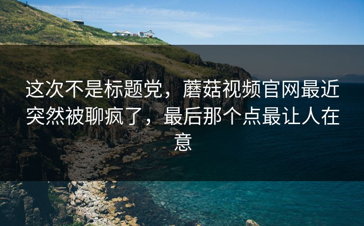 这次不是标题党，蘑菇视频官网最近突然被聊疯了，最后那个点最让人在意