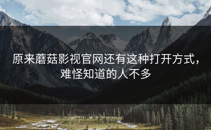 原来蘑菇影视官网还有这种打开方式，难怪知道的人不多
